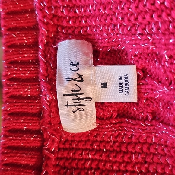 Style & Co. V-Neck Red Sweater Size M - Picture 2 of 5